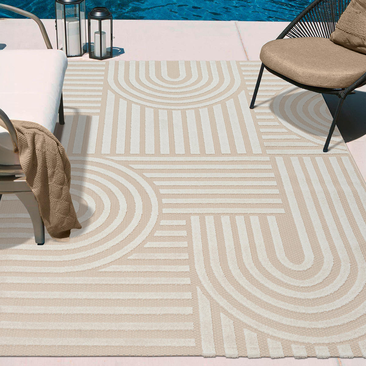 OUTDOORTEPPICH 60/110 cm Berlin Creme  - Creme, KONVENTIONELL, Kunststoff/Textil (60/110cm)