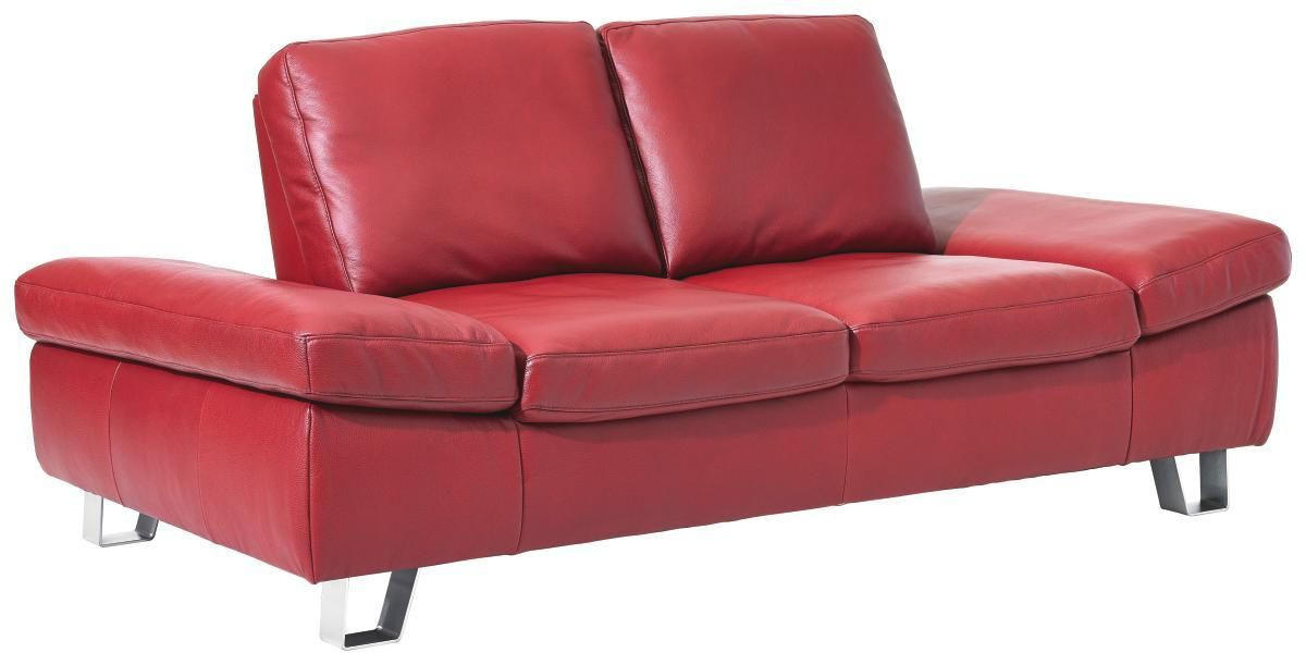 SITZGARNITUR Rot Echtleder  - Edelstahlfarben/Rot, Design, Leder/Metall (220/200/85/109cm) - Moderano