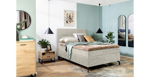 BOXSPRINGBETT 140/200 cm in Beige - Beige/Schwarz, Design, Textil/Metall (140/200cm) - Esposa