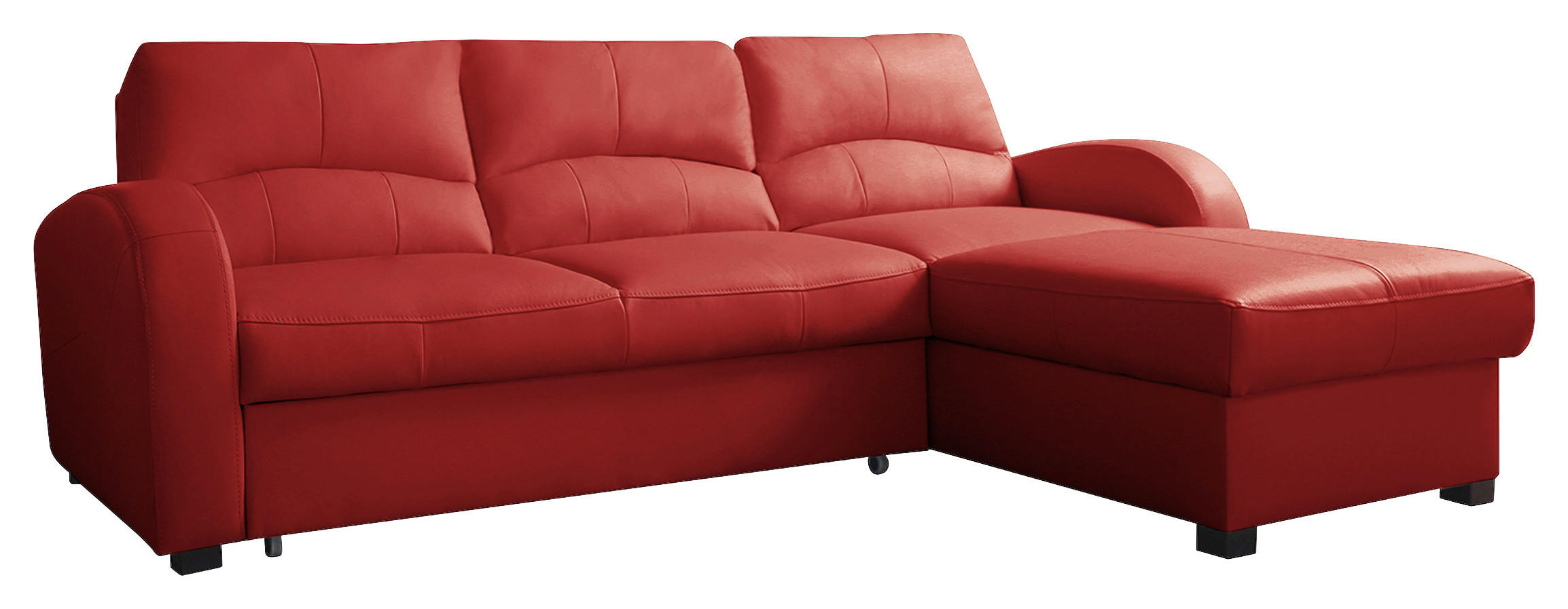ECKSOFA Rot Echtleder Lederlook  - Rot/Schwarz, Design, Leder/Kunststoff (227/168cm) - Livetastic