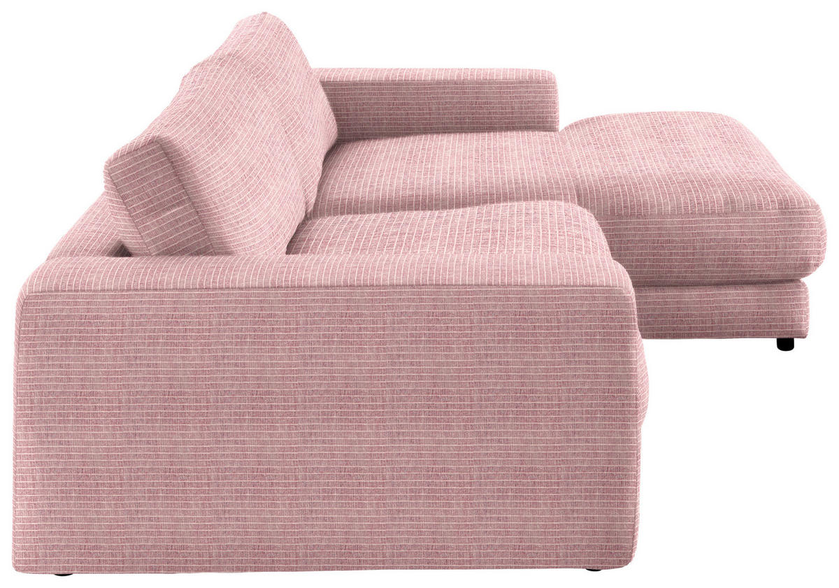 ECKSOFA in Chenille Rosa  - Schwarz/Rosa, Design, Kunststoff/Textil (270/190cm) - Lomoco
