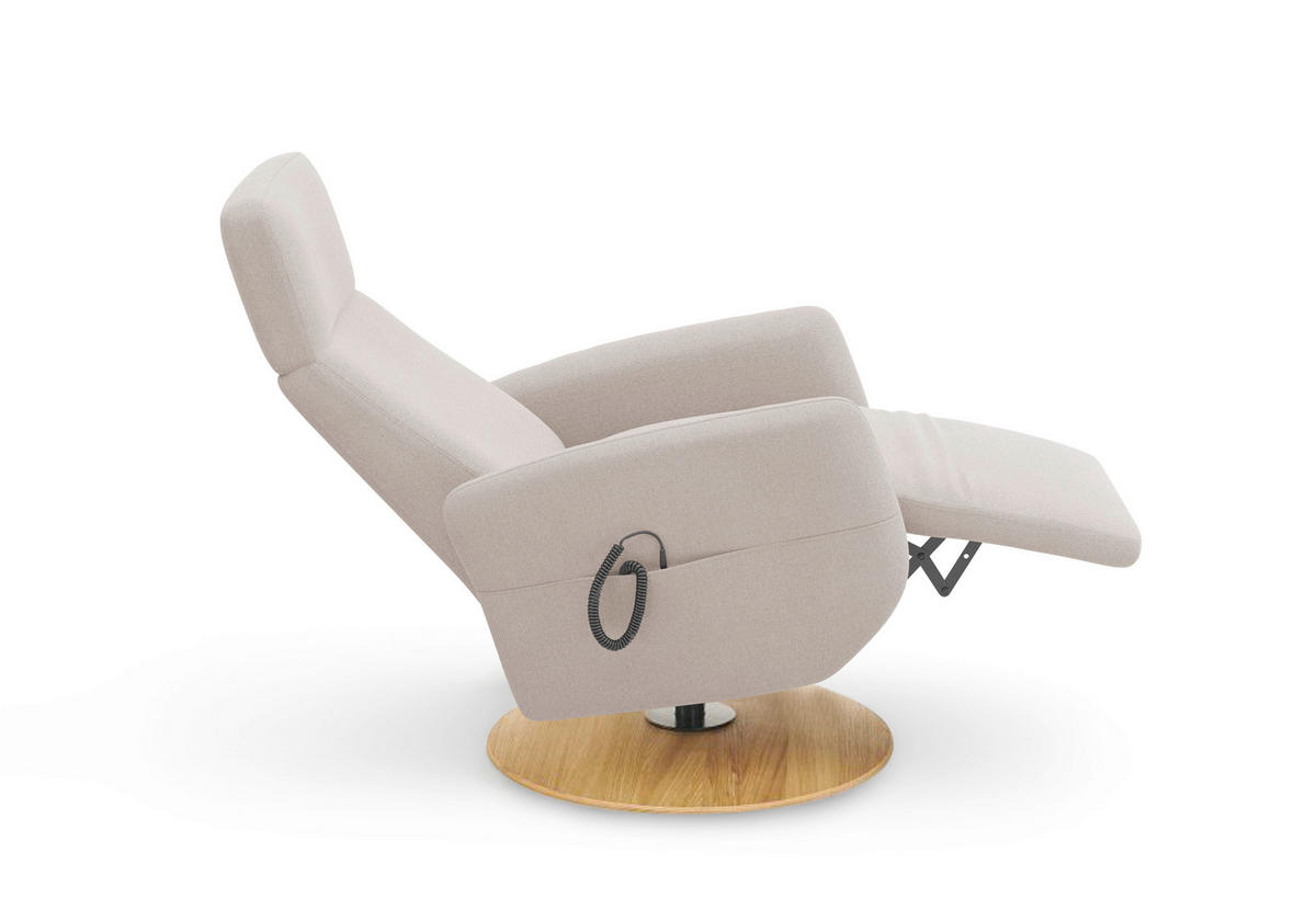 RELAXSESSEL Flachgewebe Aufstehhilfe    - Greige/Eichefarben, KONVENTIONELL, Holz/Textil (71/110/82cm) - Sit & More