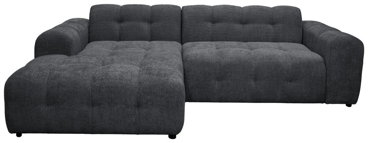 ECKSOFA RUNO Dunkelgrau Bouclé  - Dunkelgrau/Schwarz, Design, Kunststoff/Textil (175/270cm) - MID.YOU