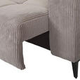 ECKSOFA Taupe Cord Rücken echt, Kopfteilverstellung, Sitzvorzug  - Taupe/Schwarz, KONVENTIONELL, Textil/Metall (170/257cm) - Carryhome