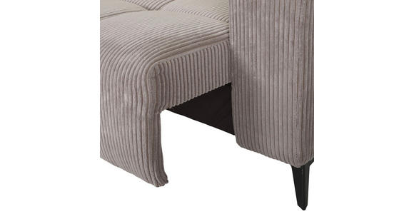 ECKSOFA Taupe Cord Rücken echt, Kopfteilverstellung, Sitzvorzug  - Taupe/Schwarz, KONVENTIONELL, Textil/Metall (170/257cm) - Carryhome