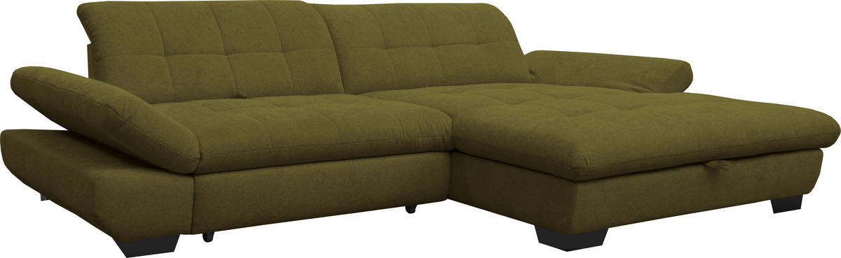 ECKSOFA in Mikrofaser Grün  - Schwarz/Grün, Design, Textil/Metall (290/198cm) - Xora