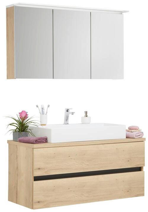 BADEZIMMER in 120 cm - Eichefarben, MODERN, Glas/Keramik (120cm) - Dieter Knoll