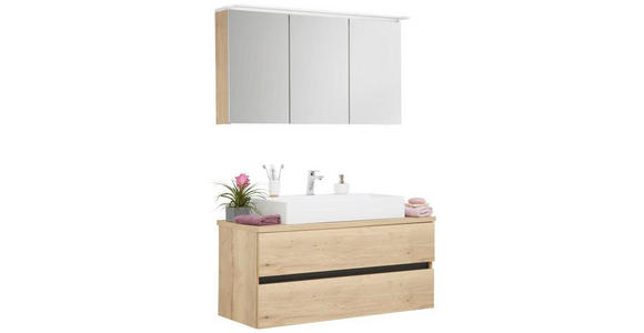 BADEZIMMER in 120 cm - Eichefarben, MODERN, Glas/Keramik (120cm) - Dieter Knoll