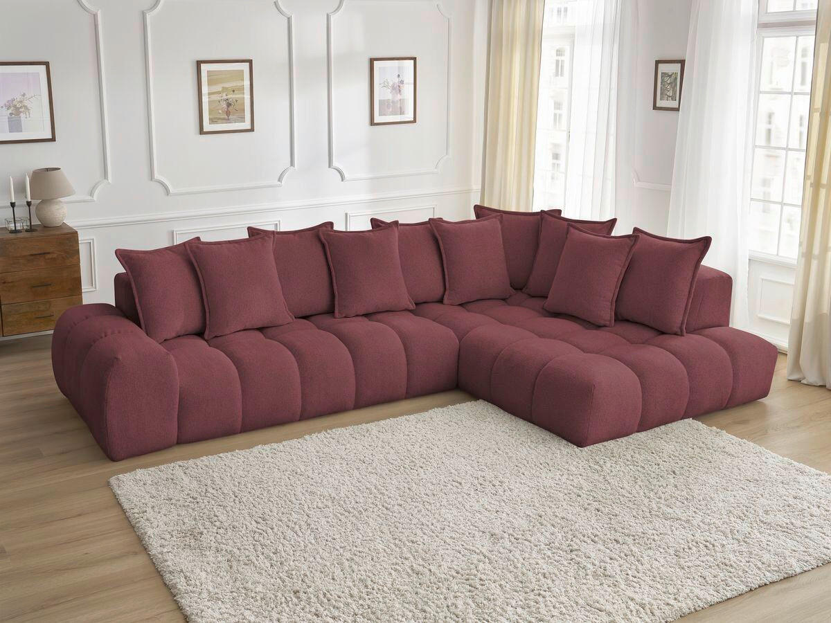ECKSOFA Ottomane rechts  EVEREST Rot Flachgewebe  - Rot/Schwarz, MODERN, Kunststoff/Textil (352/210cm) - Livetastic