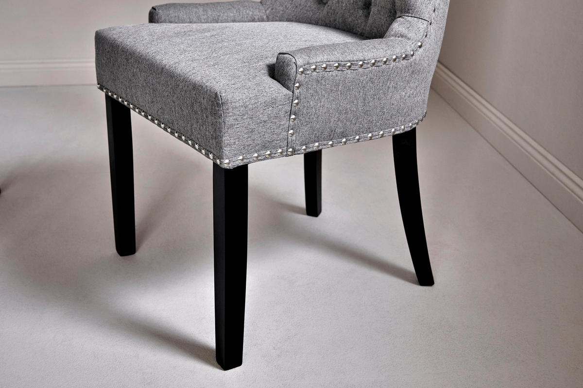 STUHL  in Webstoff  - Schwarz/Grau, Modern, Holz/Textil (56/62,5/91cm) - Livetastic