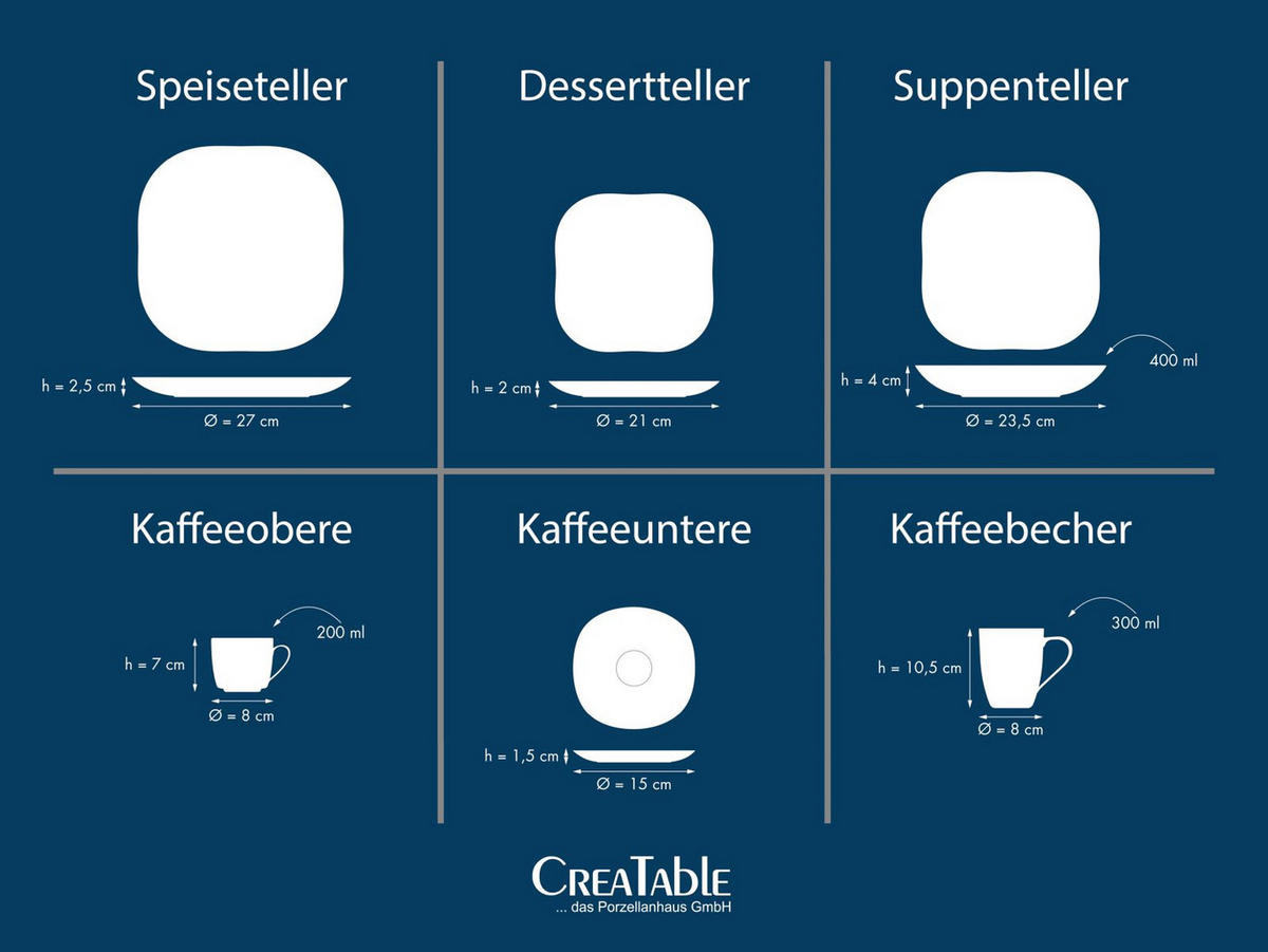 KOMBISERVICE Square 100-teilig  - Weiß, KONVENTIONELL, Keramik - Creatable