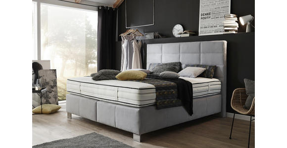 BOXSPRINGBETT 180/200 cm in Hellgrau - Hellgrau/Alufarben, KONVENTIONELL, Textil/Metall (180/200cm) - Dieter Knoll