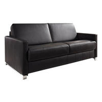 SCHLAFSOFA Schwarz Echtleder  - Chromfarben/Schwarz, Basics, Leder/Metall (185/84/100cm) - Bali