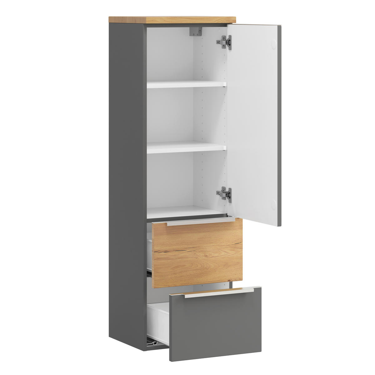 MIDISCHRANK 40/130/35 cm  - Wildeiche/Edelstahlfarben, Trend, Holzwerkstoff/Metall (40/130/35cm) - Held