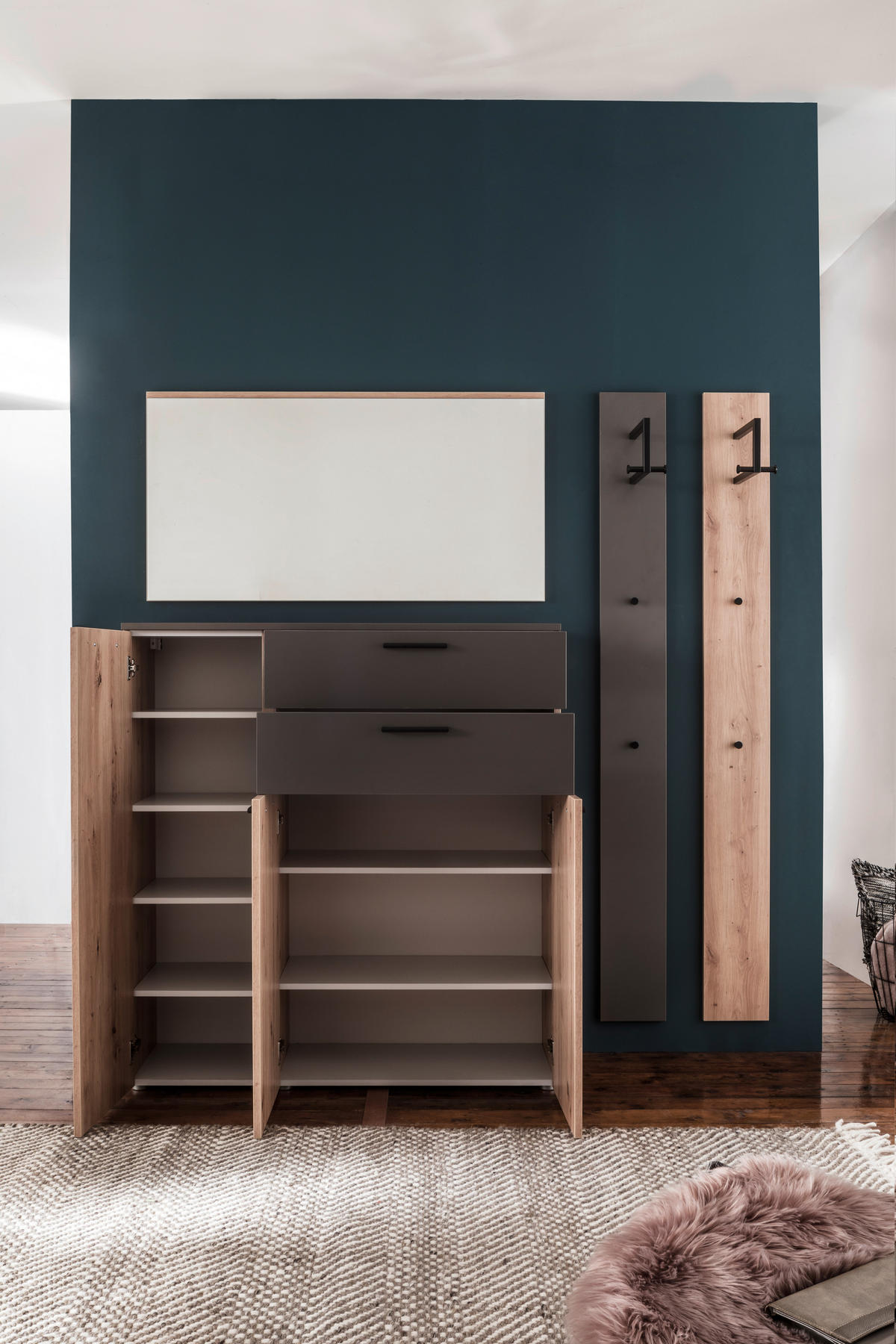 GARDEROBE 4-teilig  in 180/200/38 cm  - Eichefarben/Braun, KONVENTIONELL, Holzwerkstoff (180/200/38cm) - Moderano
