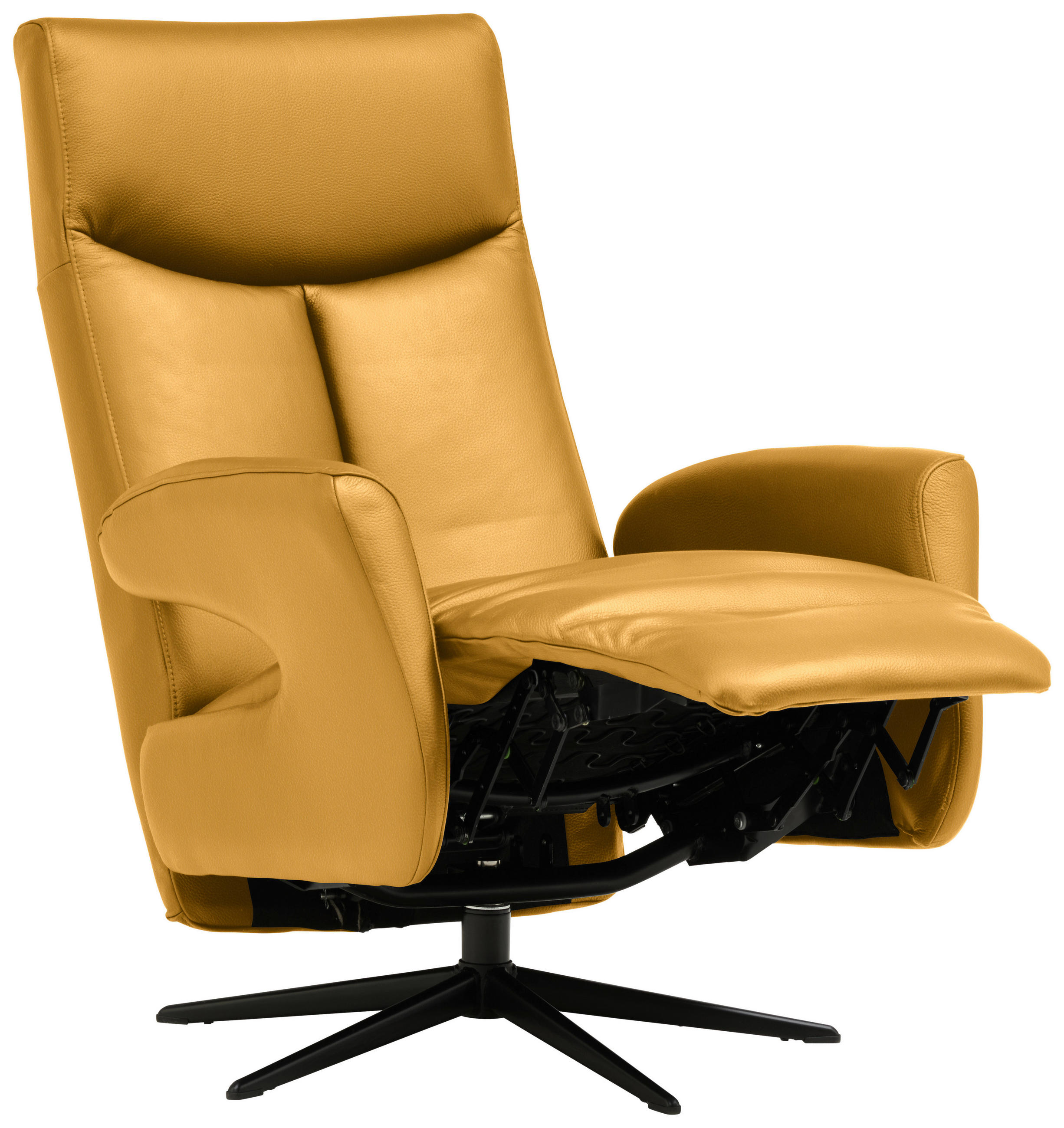 RELAXSESSEL in Leder Gelb  - Gelb/Schwarz, Design, Leder/Metall (74/105/82cm) - Welnova