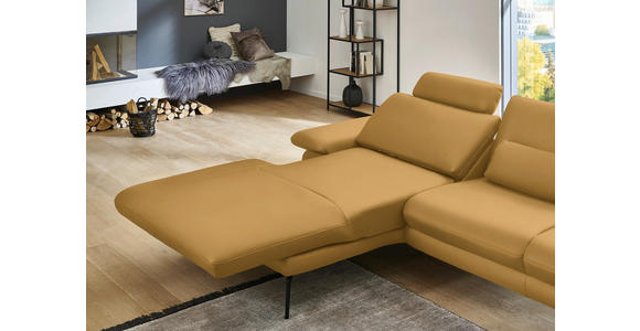 ECKSOFA Beldomo Premium in Echtleder Gelb  180/310 cm  - Gelb/Schwarz, Design, Leder/Metall (180/310cm) - Dieter Knoll