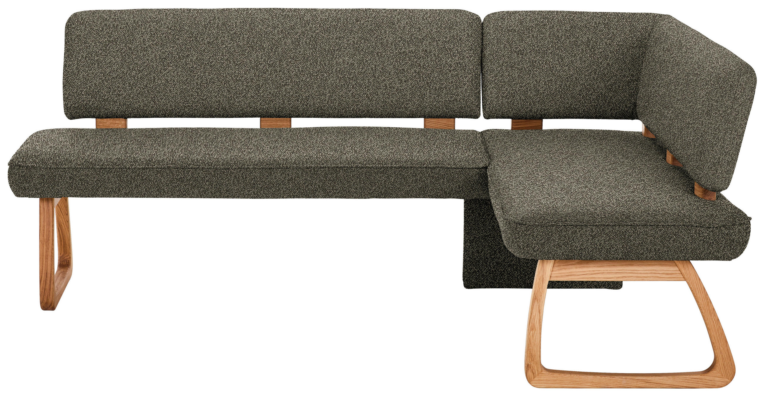 ECKBANK 208/155 cm Webstoff, Mikrofaser Grün Eiche vollmassiv   - Grün, KONVENTIONELL, Holz/Textil (208/155cm) - Venda