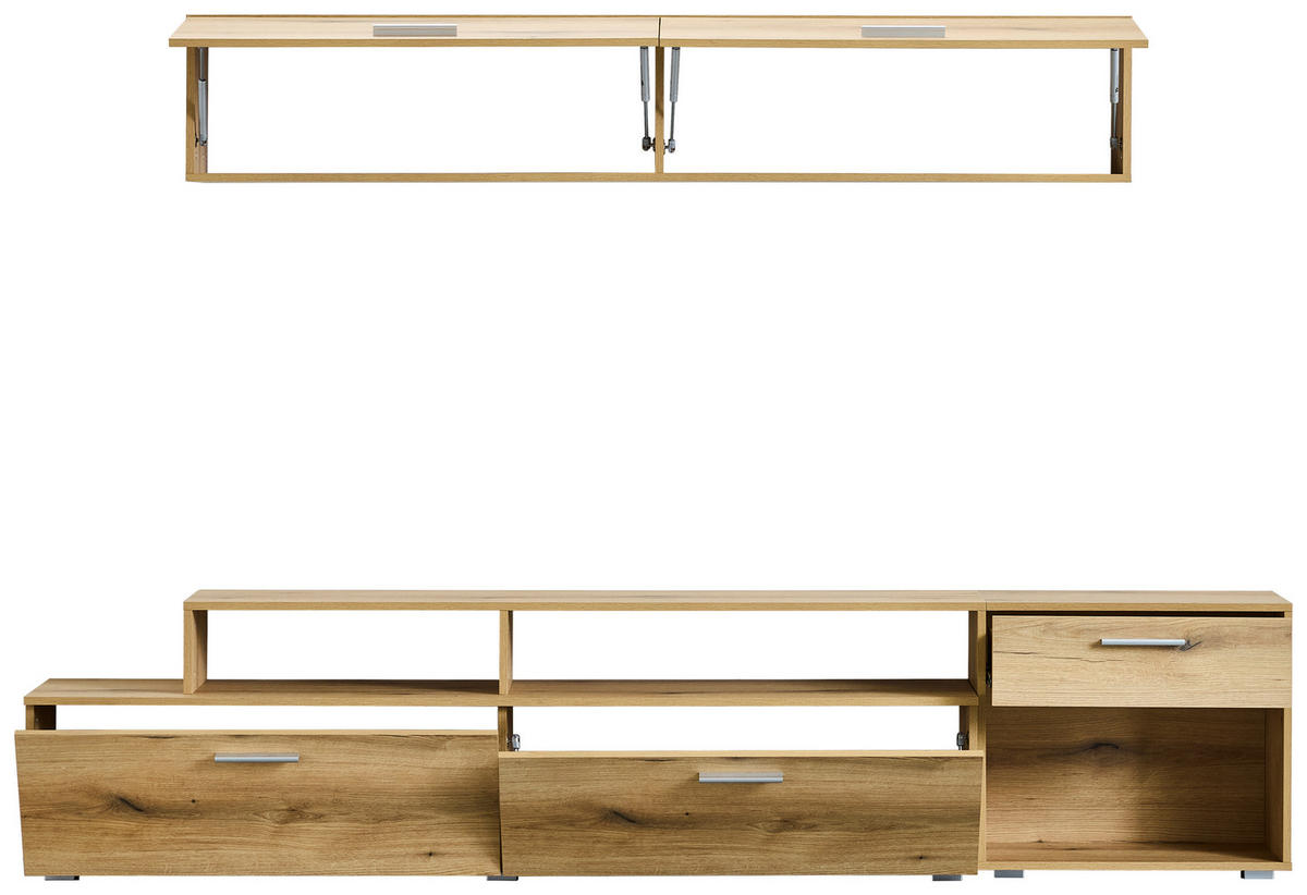 OBÝVACIA STENA, farba duba - farba duba/strieborná, Design, kompozitné drevo/plast (247/86/36cm) - MID.YOU