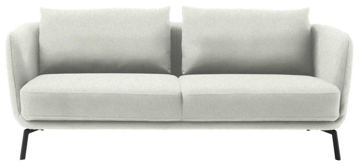 2,5-SITZER  in Flachgewebe Weiß  - Schwarz/Weiß, Design, Textil/Metall (190/71/91cm) - Schöner Wohnen