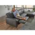 ECKSOFA Anthrazit Echtleder Kopfteilverstellung  - Anthrazit/Schwarz, Design, Leder/Metall (323/179cm) - Dieter Knoll