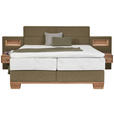 BOXSPRINGBETT 160/200 cm  in Eichefarben, Olivgrün  - Eichefarben/Olivgrün, Natur, Holz/Textil (160/200cm) - Valnatura