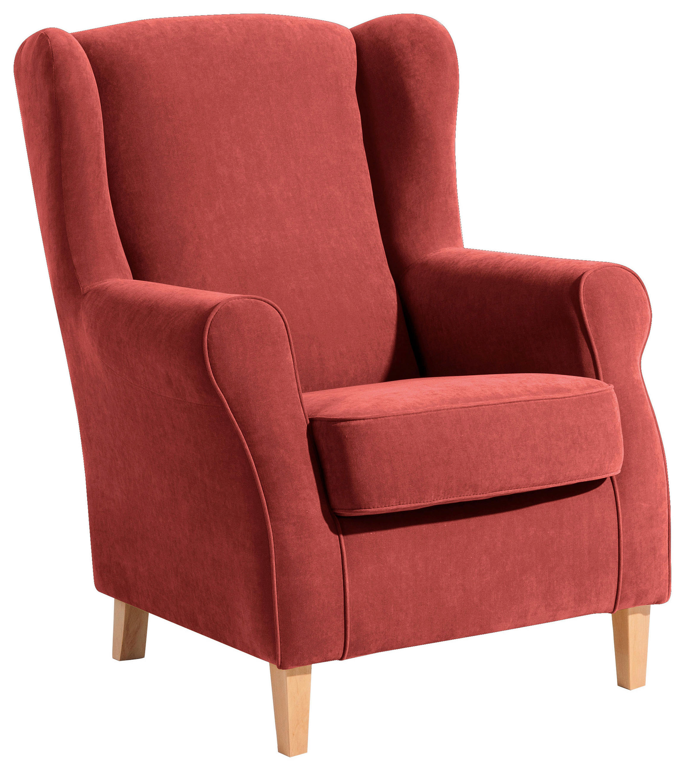 OHRENSESSEL Lesesessel Velours Terracotta  - Buchefarben/Terracotta, Design, Holz/Textil (77/103/86cm) - Max Winzer