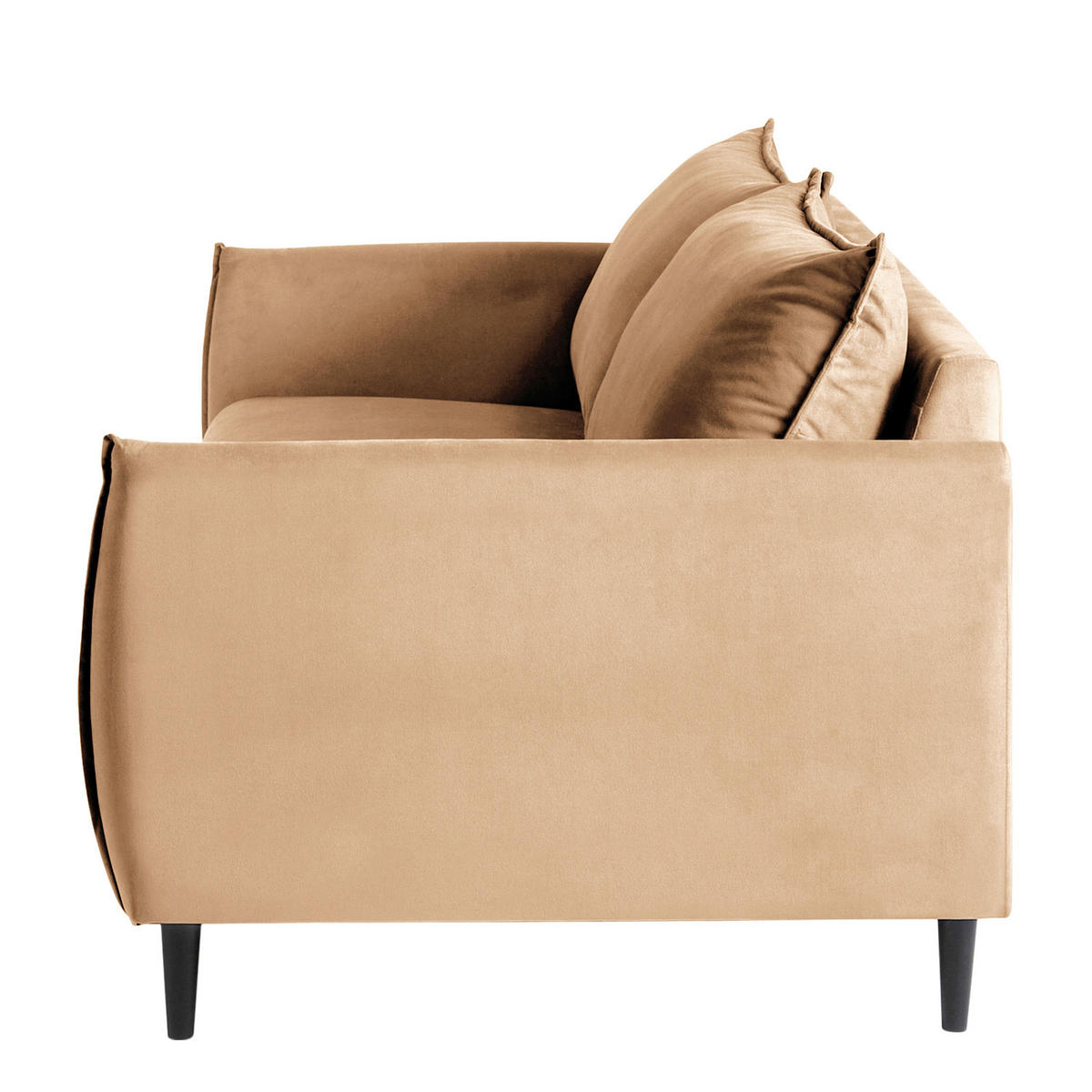3-SITZER-SOFA JULI Samt Hellbraun  - Hellbraun/Schwarz, Design, Holz/Textil (203/86/100cm) - P & B