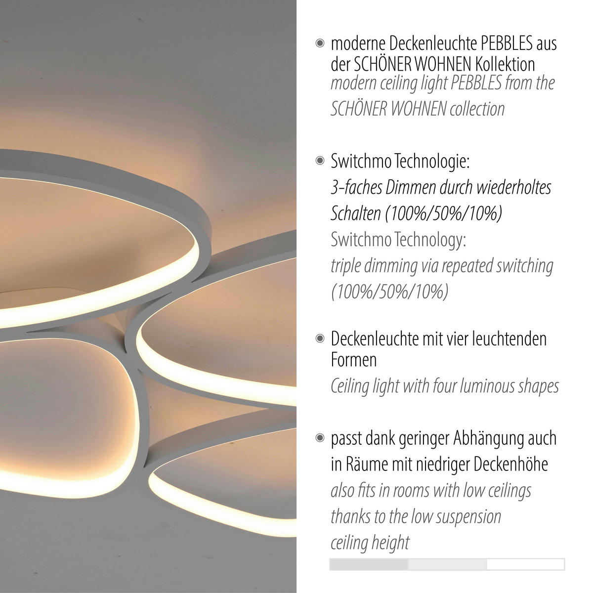 LED-DECKENLEUCHTE 69,5/66/6,2 cm   - Weiß, Design, Kunststoff/Metall (69,5/66/6,2cm) - Schöner Wohnen