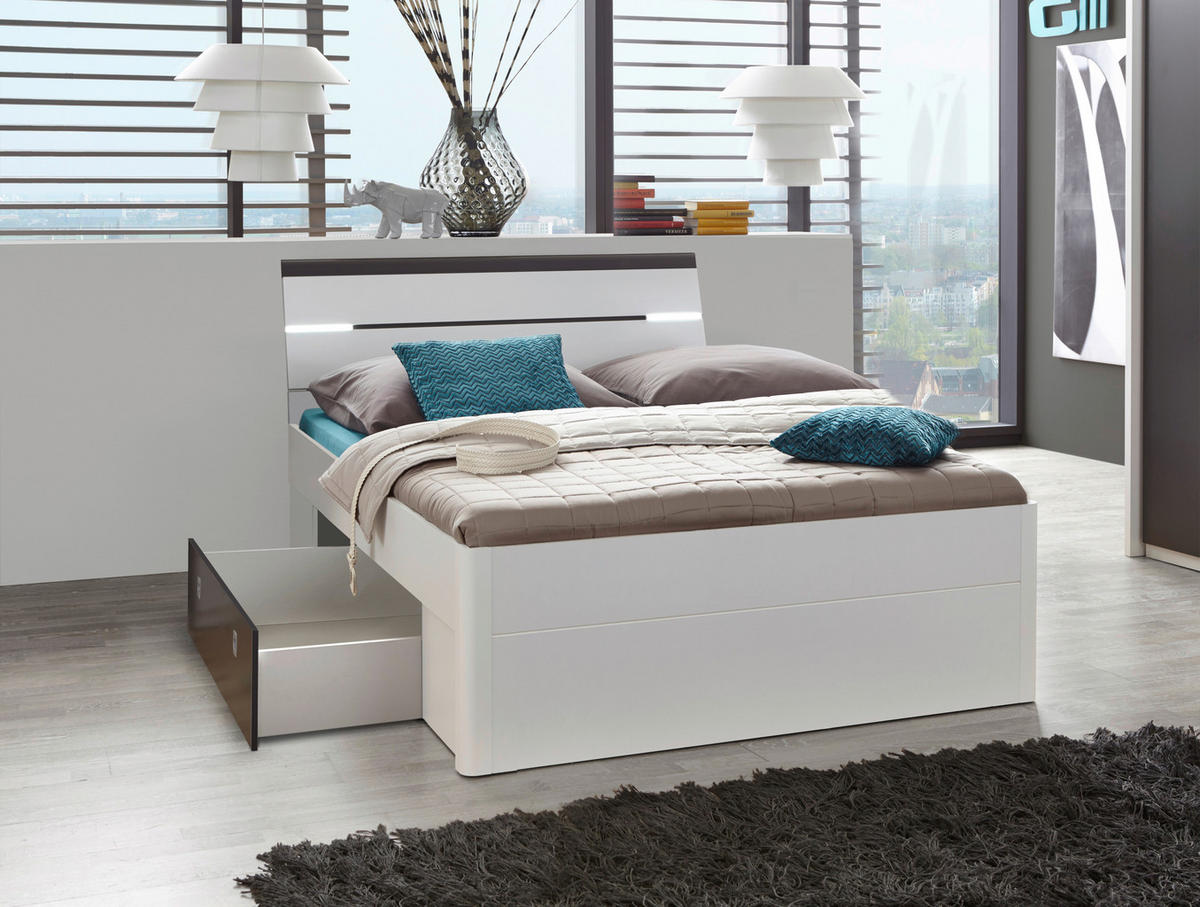 STAURAUMBETT 140/200 cm  in Anthrazit, Weiß  - Anthrazit/Weiß, MODERN (140/200cm) - MID.YOU