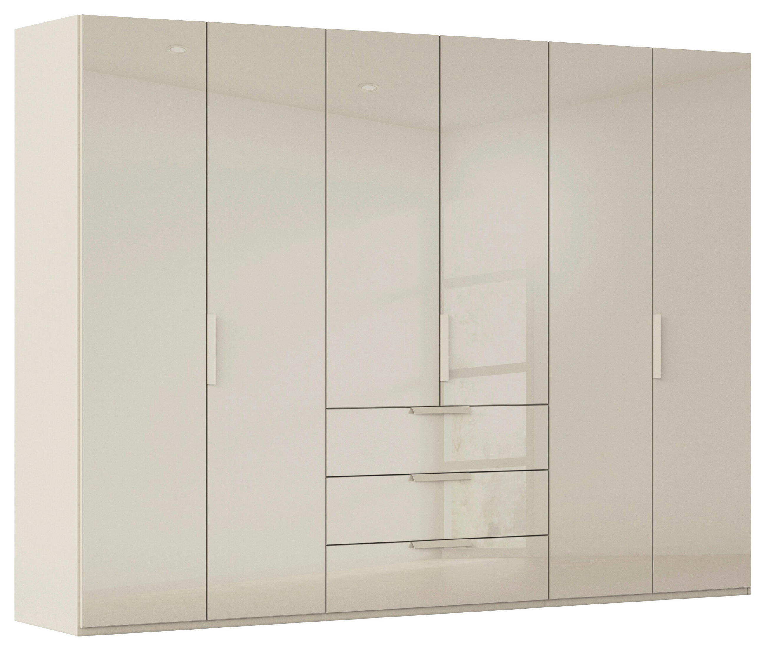 DREHTÜRENSCHRANK 301/223/61 cm,  in Champagner, 6-türig  - Champagner, Basics, Glas/Holzwerkstoff (301/223/61cm) - Novel