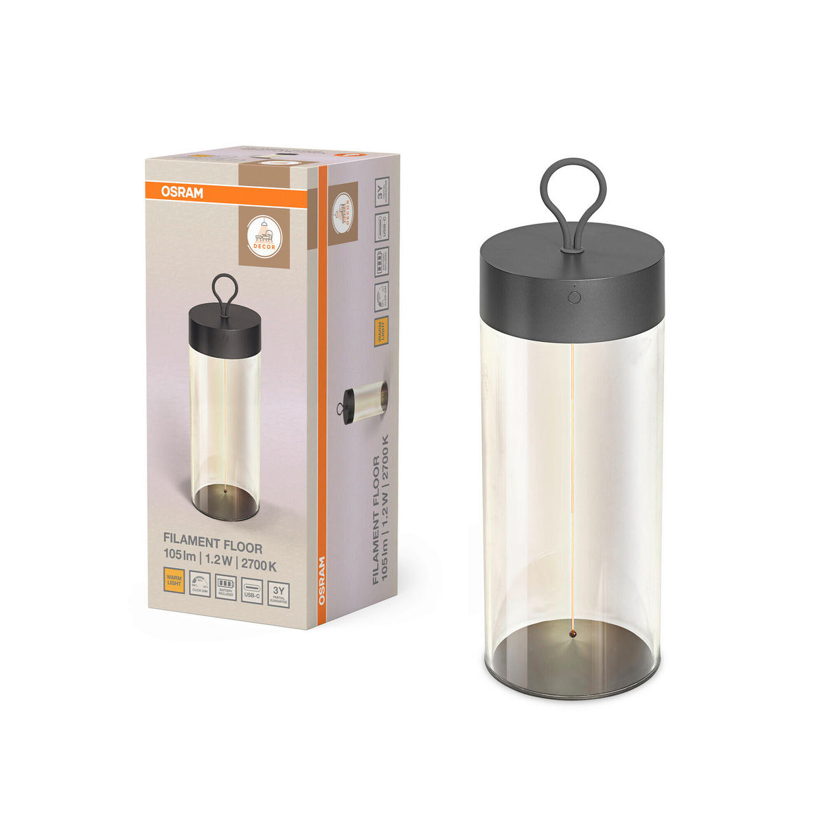 LED-TISCHLEUCHTE 13/32 cm   - Klar/Dunkelgrau, Design, Kunststoff (13/32cm) - Osram