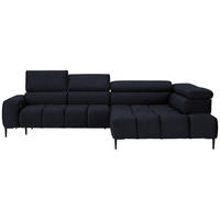 ECKSOFA Schwarz Webstoff  - Schwarz, Design, Textil/Metall (300/216cm) - Welnova