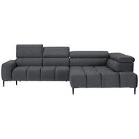 ECKSOFA Grau Samt, Webstoff  - Schwarz/Grau, Design, Textil/Metall (300/216cm) - Welnova