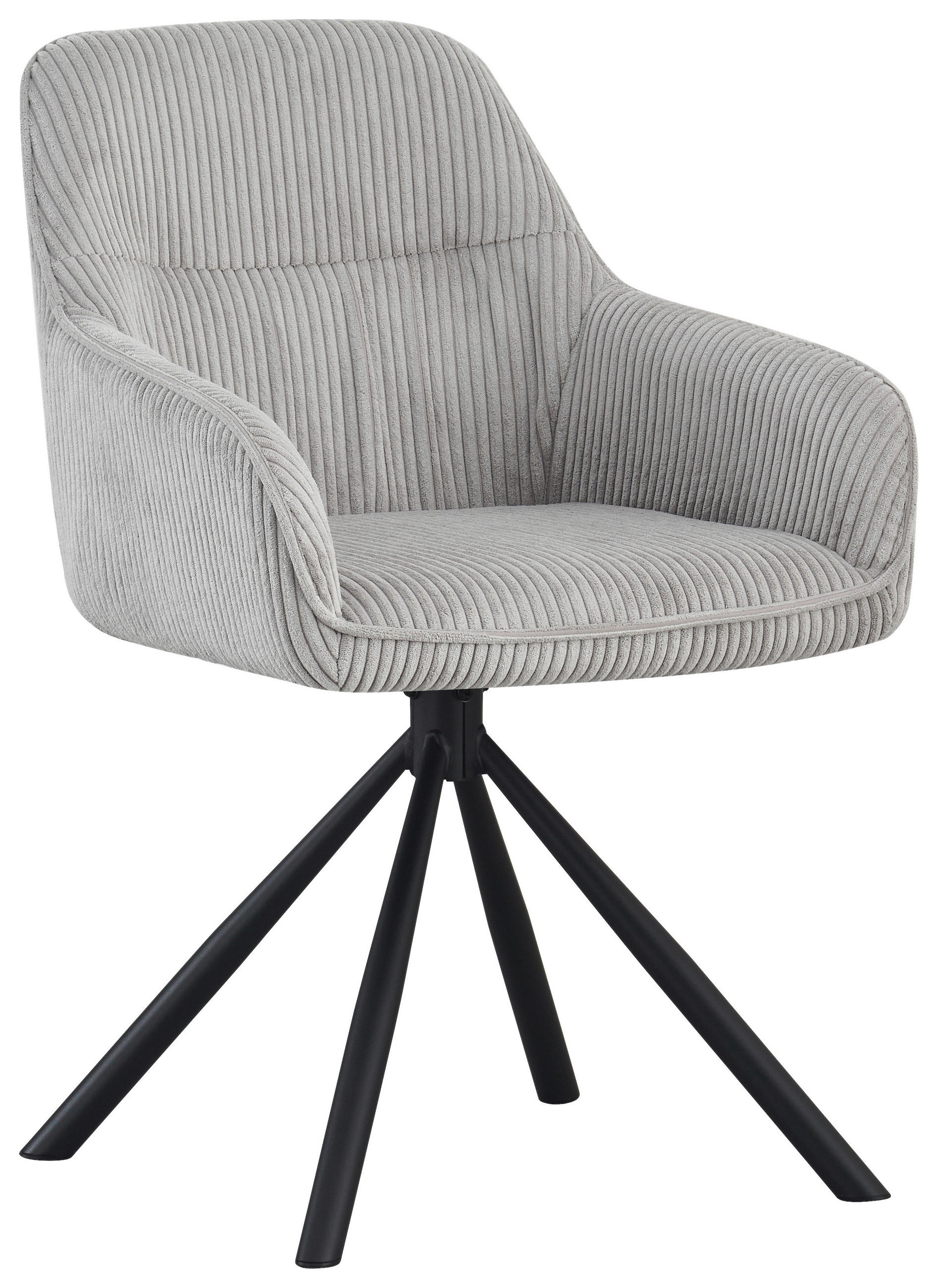 ARMLEHNSTUHL  in Eisen Cord  - Hellgrau/Schwarz, Design, Textil/Metall (56/83/62cm) - Carryhome