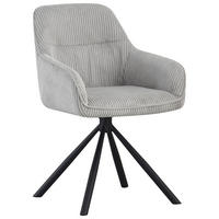 ARMLEHNSTUHL , Stoffauswahl, Sitzfläche 360° drehbar, inklusive Armlehnen , Cord  - Hellgrau/Schwarz, Design, Textil/Metall (56/83/62cm) - Carryhome