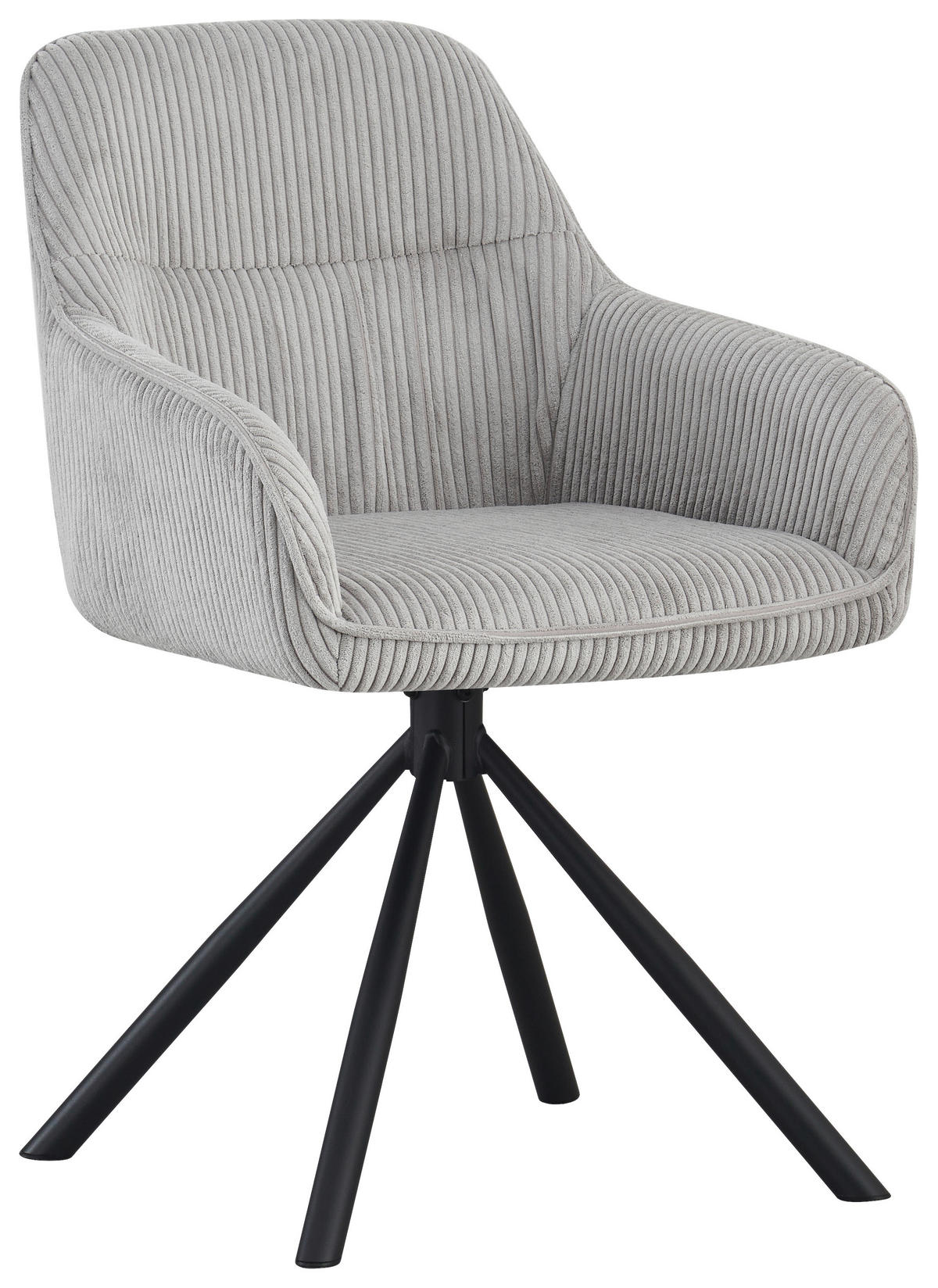 ARMLEHNSTUHL , Stoffauswahl, Sitzfläche 360° drehbar, inklusive Armlehnen , Cord  - Hellgrau/Schwarz, Design, Textil/Metall (56/83/62cm) - Carryhome