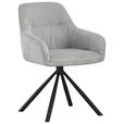 ARMLEHNSTUHL  Stoffauswahl, Sitzfläche 360° drehbar, inklusive Armlehnen Cord  - Hellgrau/Schwarz, Design, Textil/Metall (56/83/62cm) - Carryhome