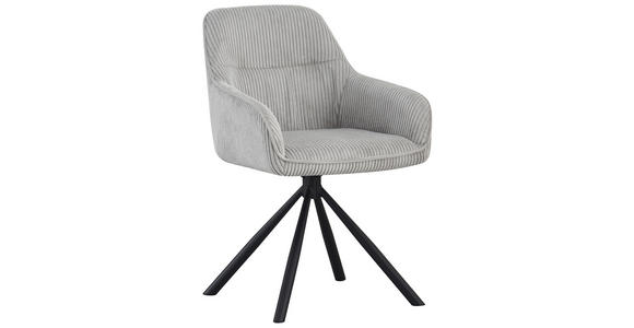 ARMLEHNSTUHL  Stoffauswahl, Sitzfläche 360° drehbar, inklusive Armlehnen Cord  - Hellgrau/Schwarz, Design, Textil/Metall (56/83/62cm) - Carryhome