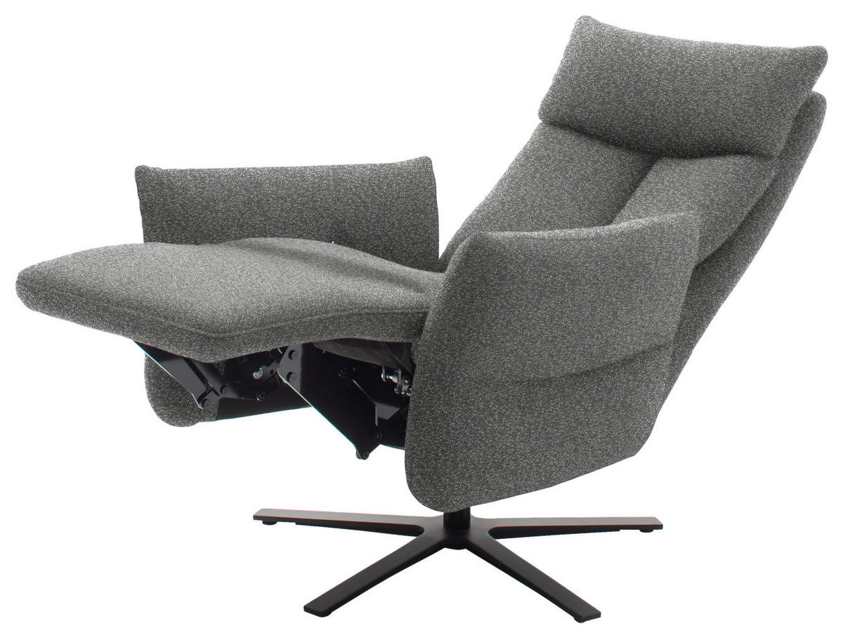 FERNSEHSESSEL in Chenille Grau  - Schwarz/Grau, Design, Textil/Metall (74/115/85cm) - Schöner Wohnen