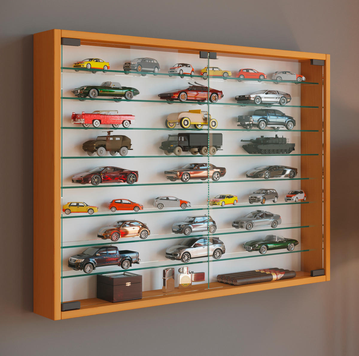 HÄNGEVITRINE in Buchefarben  - Buchefarben/Schwarz, MODERN, Glas/Holzwerkstoff (80/60/10cm) - MID.YOU