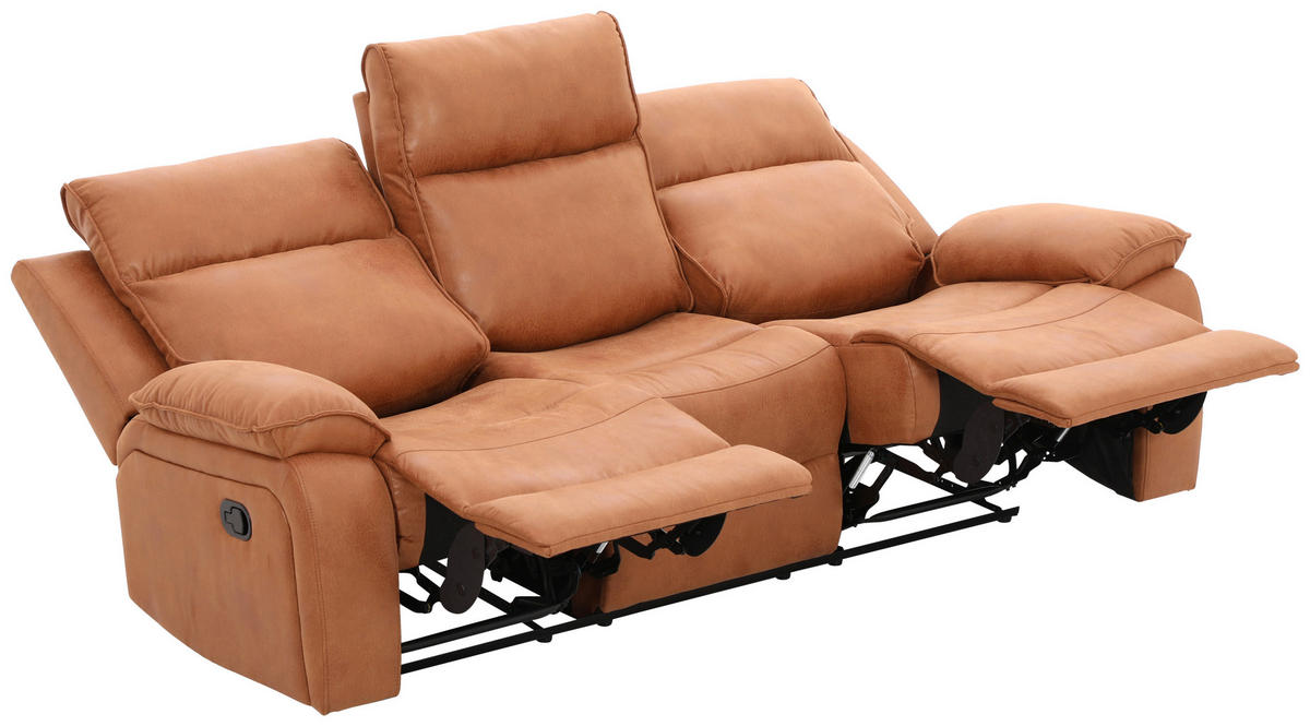 SITZGARNITUR Mikrofaser Cappuccino  - Schwarz/Cappuccino, Design, Holz/Kunststoff (215/101/97cm) - Livetastic