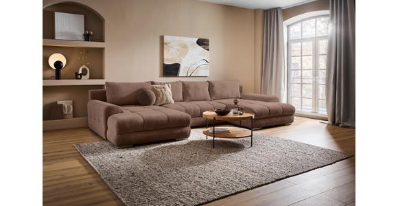 WOHNLANDSCHAFT  in Cord Dunkelbraun  - Chromfarben/Dunkelbraun, KONVENTIONELL, Kunststoff/Textil (180/376/180cm) - Carryhome