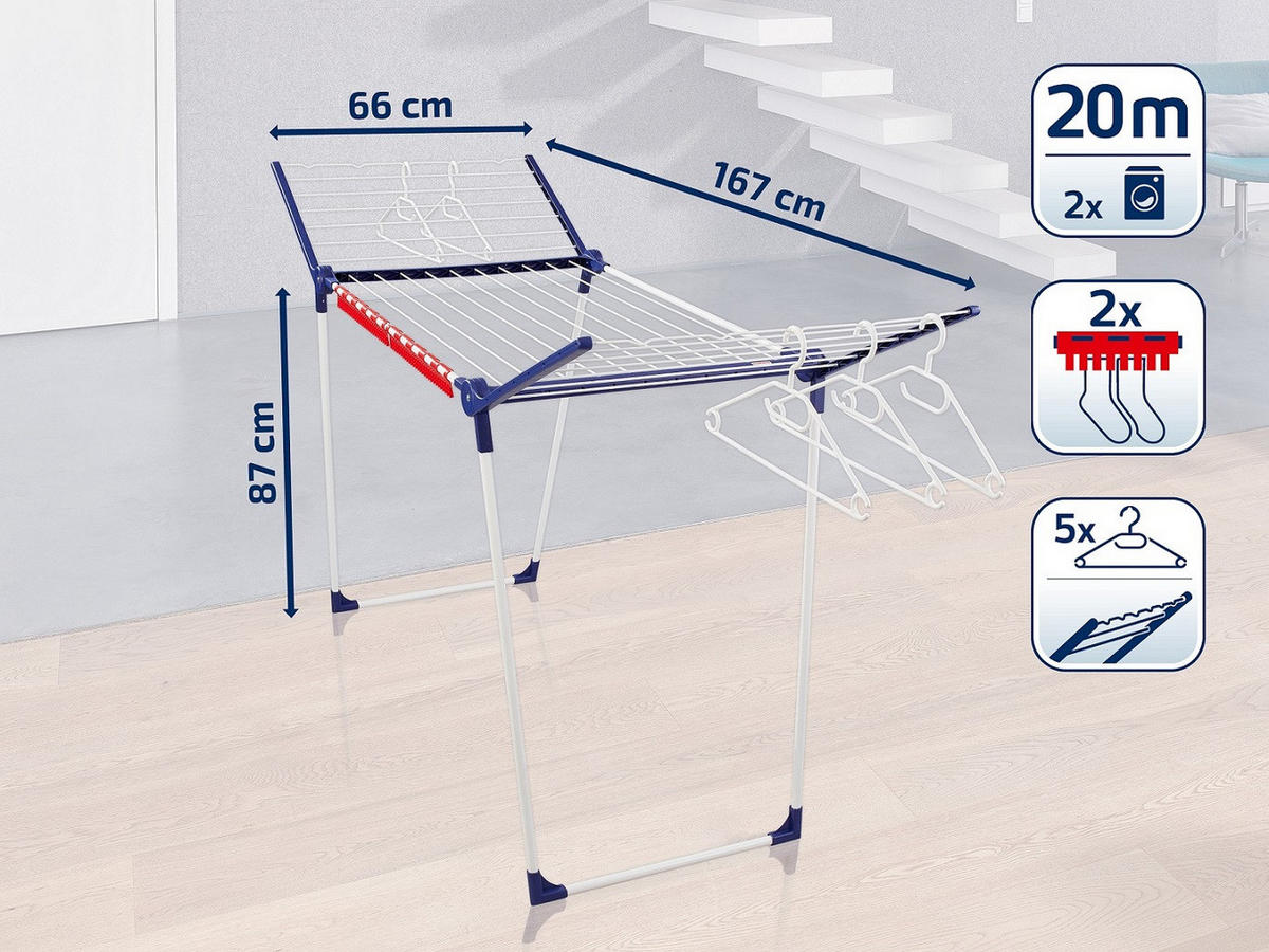 STANDTROCKNER  - Blau/Weiß, Basics (1/1cm) - Leifheit