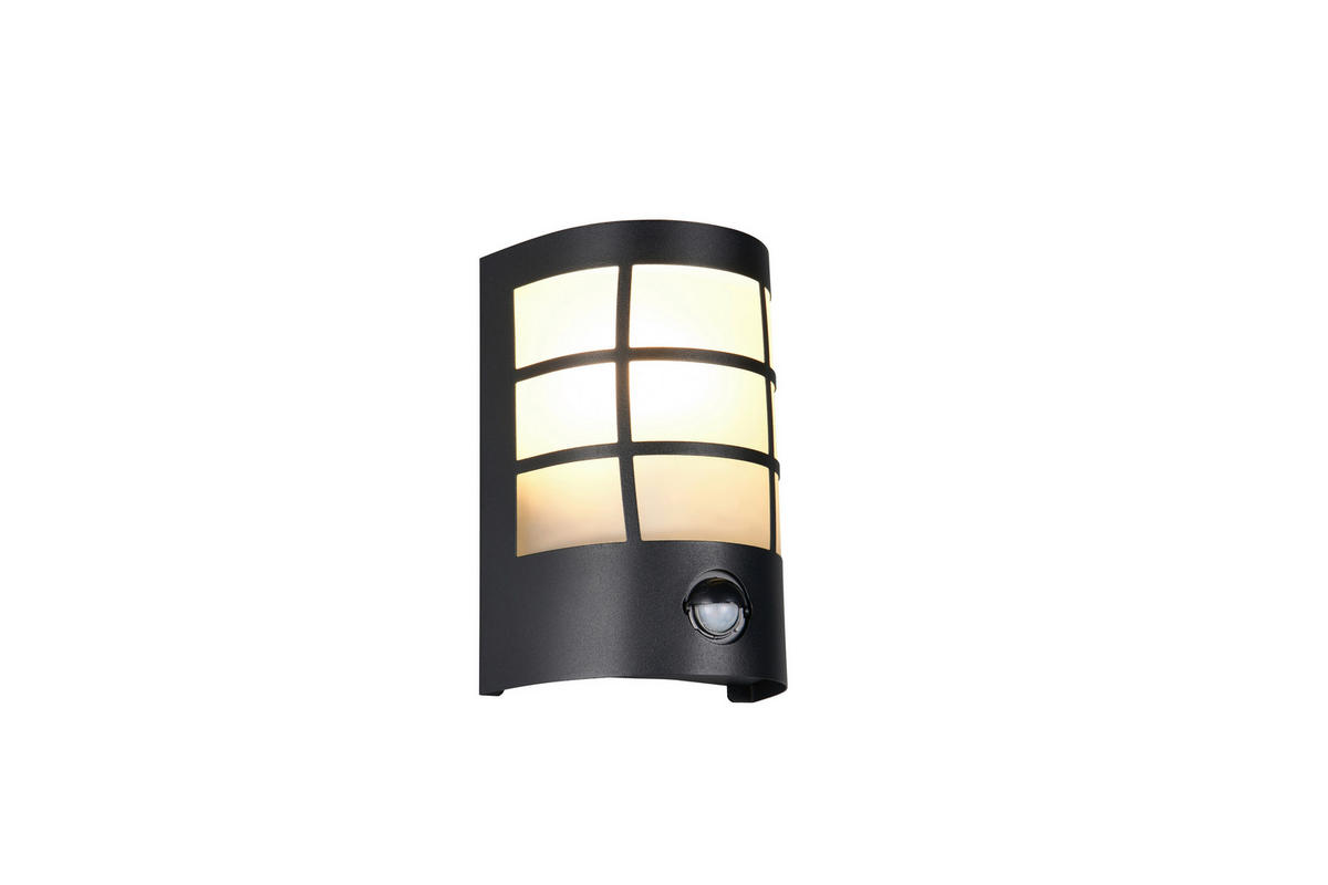 VÄGGLAMPA FÖR UTOMHUS - vit/svart, Design, metall/glas (14/10,5/20cm)