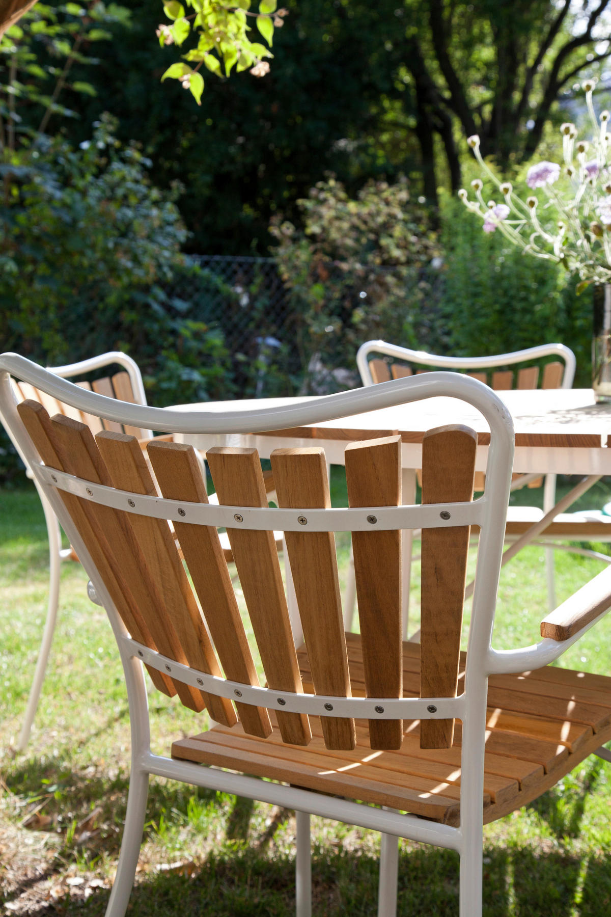 GARTENTISCH Holz rund  - Weiß Hochglanz/Weiß, KONVENTIONELL, Holz/Metall (110/74/110cm) - Gardenson