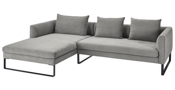 ECKSOFA Dunkelgrau Cord  - Dunkelgrau/Schwarz, KONVENTIONELL, Textil/Metall (178/284cm) - Hom`in