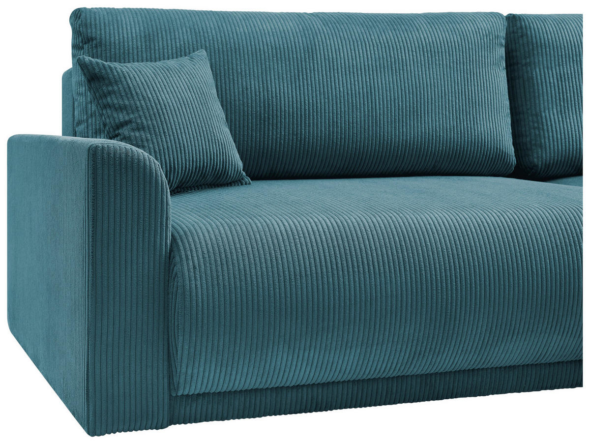 ECKSOFA KIMMY Hellblau Cord Zierkissen, Rückenkissen, Bettkasten  - Schwarz/Hellblau, Design, Kunststoff/Textil (233/146cm) - P & B