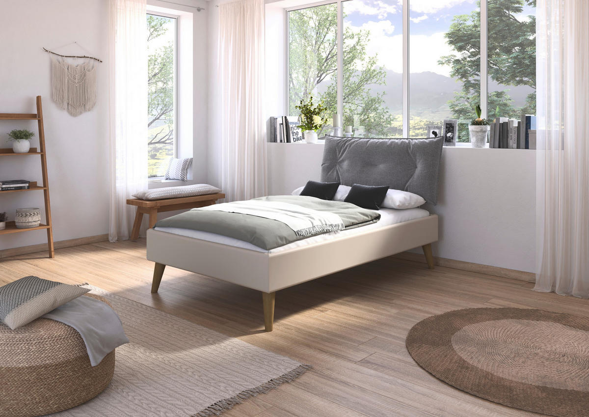 BETT 120/200 cm  in Champagner  - Wildeiche/Champagner, Design, Holz/Textil (120/200cm) - Carryhome