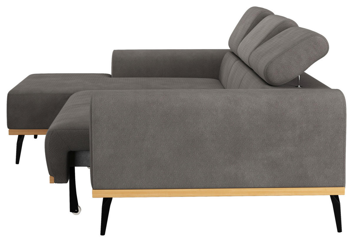 ECKSOFA in Chenille Dunkelgrau  157/244 cm  - Dunkelgrau/Schwarz, KONVENTIONELL, Textil/Metall (157/244cm) - Cotta